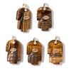 2PCS Natural Yellow Tiger Eye Stone Pendant Heart Star Drop Shape Symbolizing bravery and wealth protection Amulet Healing Charm