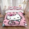 3pcs Hello Kitty's Whimsical Journey Through Colorful Treats and Friends Quilt Set Soft and Comfortable Bedroom, Guest Room and Dorm Decor Bedding