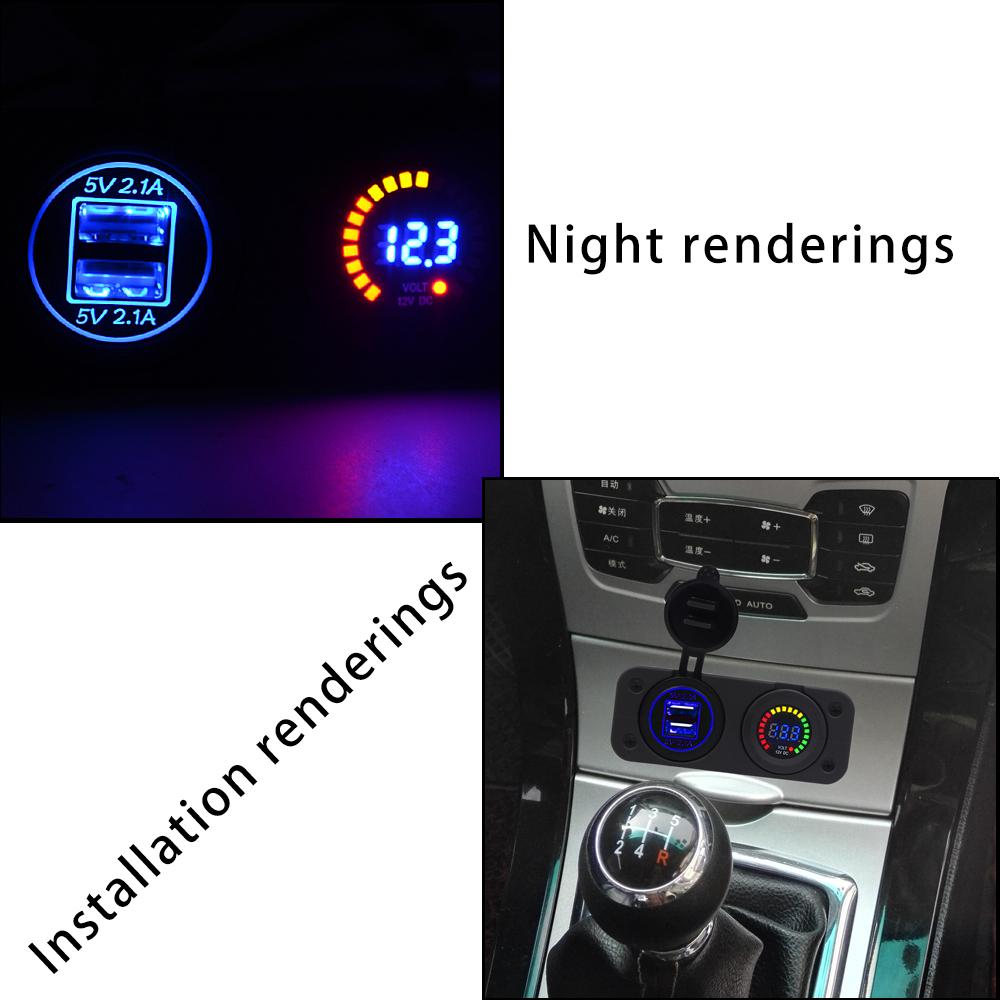 12 V LED Duel Auto 2 USB-Port Ladegerät mit DC Voltmeter Digital Auto/Motorrad/Boot Zigarettenanzünder Buchse Splitter