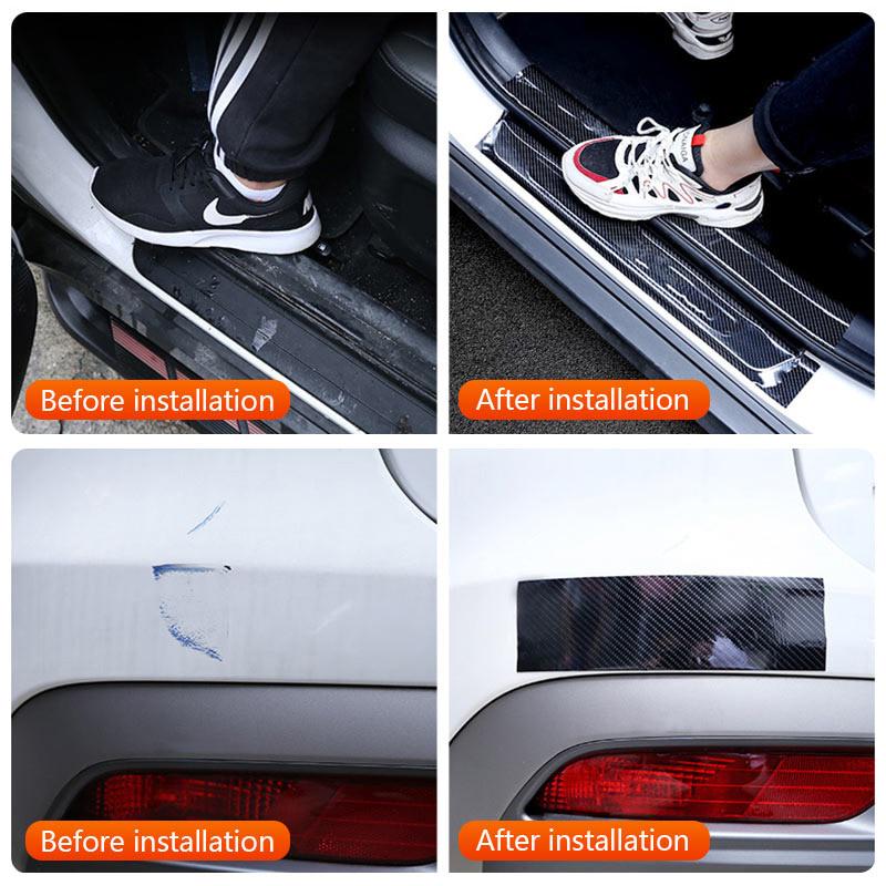 Car Sticker Carbon Fiber Vinyl 3D Decals Anti Scratch Film Automobiles Door Trunk Bumper Protector