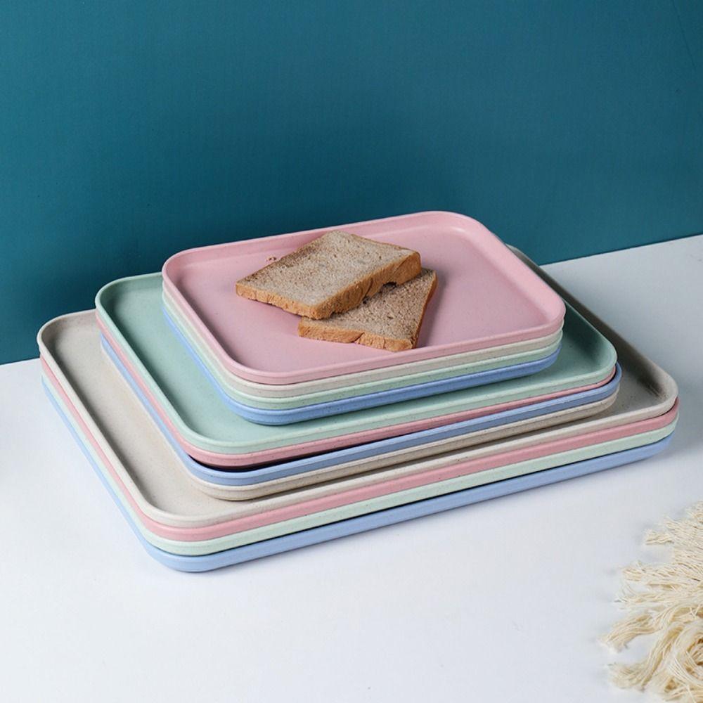 Eco-friendly Rectangular Tray Cutlery Tray Wheat Straw Tray Durable Bread Pan  Restaurant