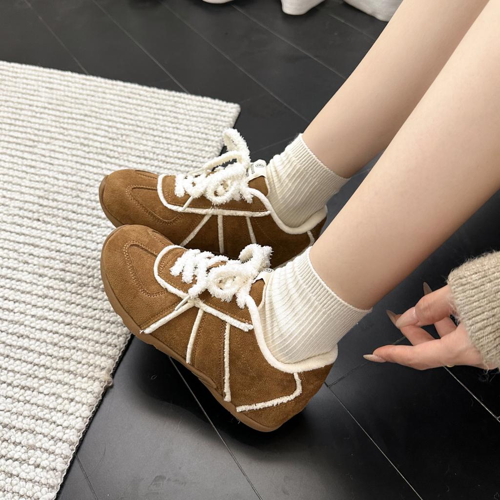 thick-soled velvet Forrest Gump shoes, German training shoes, women's 2025 new autumn and winter board shoes