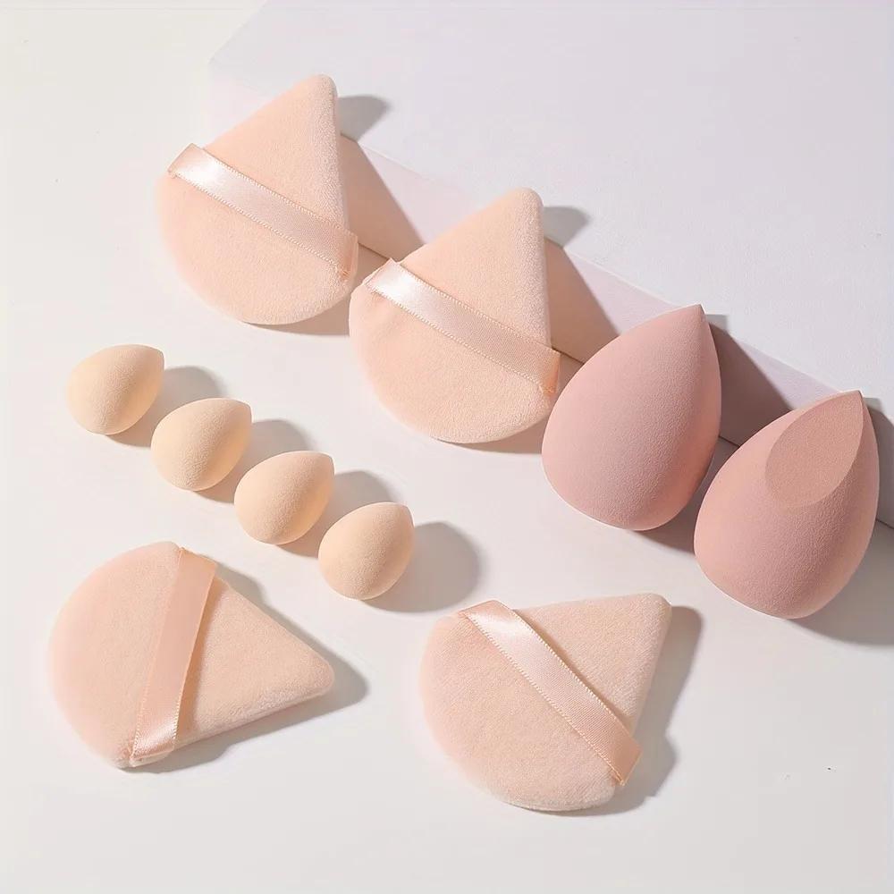 10Pcs Makeup Sponge Wet Dry Dual Use Egg Puff for Liquid Cream Powder Blending Sponge Set All Skin Cosmetic Accessories