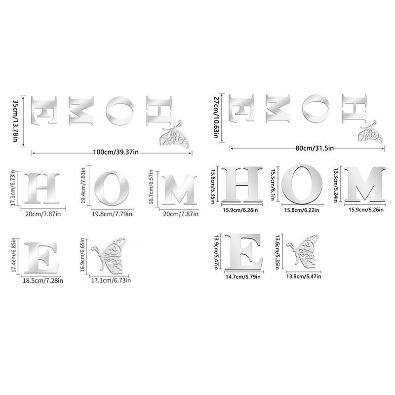 1 Set Acrylic 3D Family Slogan Self-Adhesive Wall Sticker DIY Mirror Home Decor HOME Removable English Alphabet