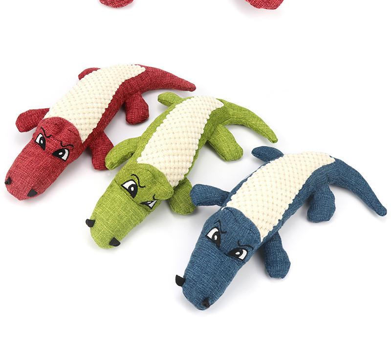 Interactive Dog Toy Resilient Plush Material Crocodile Design Wholesale
