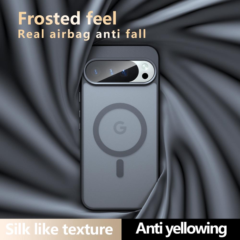 Magnetyczne etui na telefon z matową teksturą dla Google Pixel 8 9 10 Pro XL 9A 8A Poduszka powietrzna Odporne na upadek Ochronne Przezroczyste Pokrowiec CL001