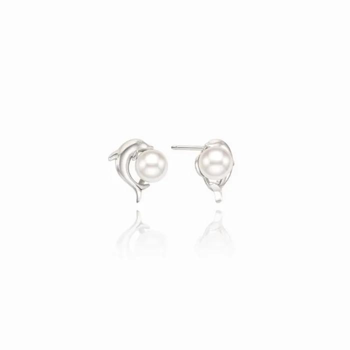 [ON] Silver Dolphin Pearl Earrings MEM22078
