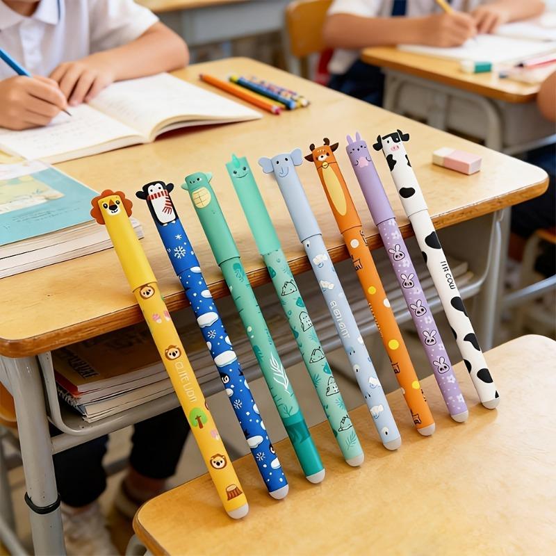 8 animal shaped erasable gel pen sets