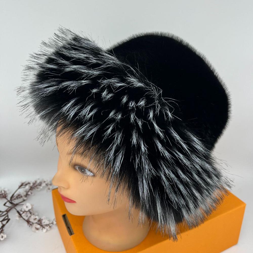 

New Windproof Fluffy Fur Bucket Hat Soft Warmth Women Panama Cap Ear Protection Mongolian Cap Winter
