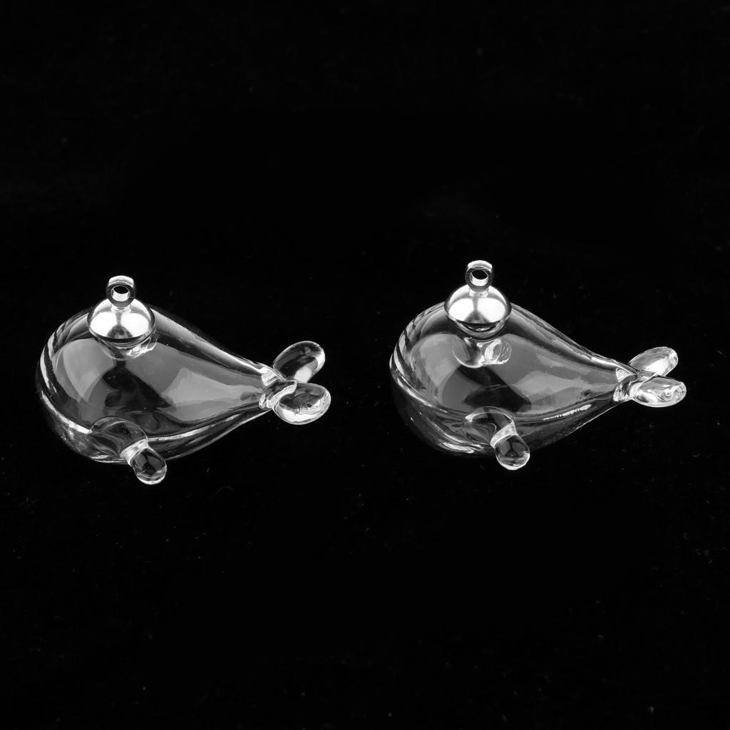 1 Pair Empty Glass Wish Bottles Vials Jars DIY Craft Charm Pendants