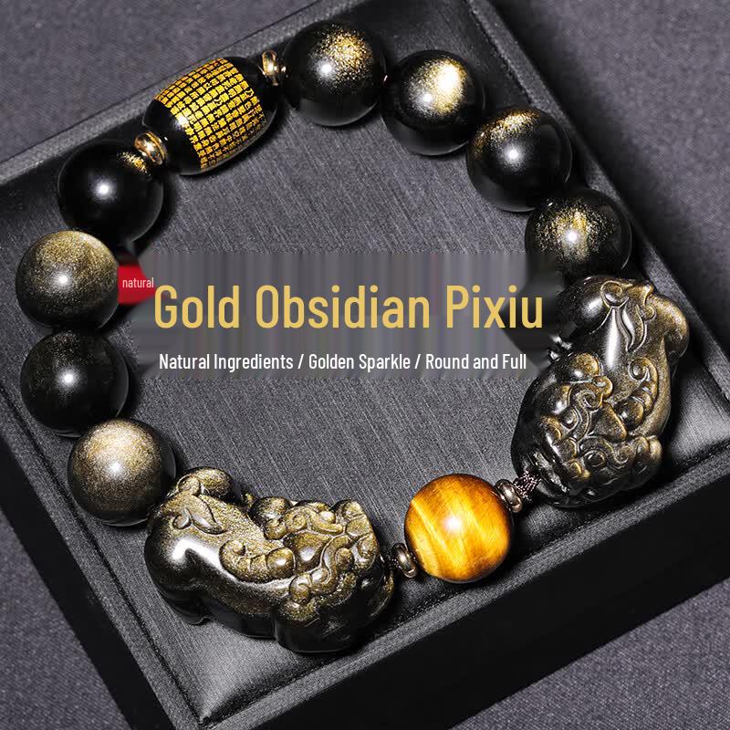 Natural Obsidian Pixiu Bracelet