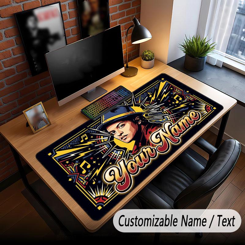 Custom Name Extended Mouse Pad,Bruno Mars Gaming Desk Mat For Home Office Desktop Decor