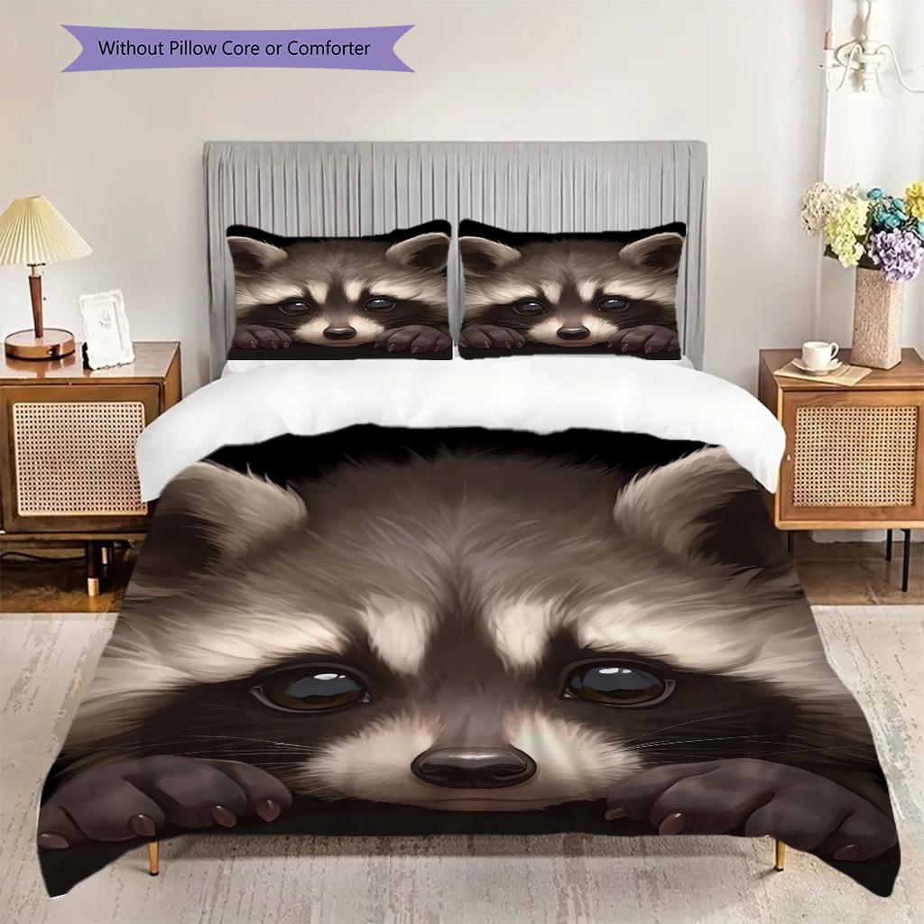 Magic Raccoon Pattern Bedding Quilt Set Quilt Cover Pillowcase Home Decoration Birthday Gift (1 * duvet cover + 2 * pillowcase, without core)