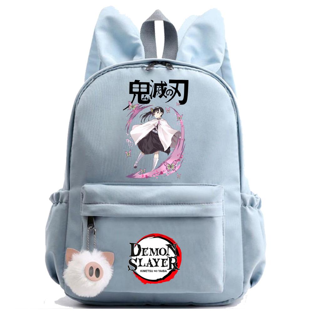 Anime Cartoon Demon Slayer Aufdruck Rucksack für Teenager Kinder Schüler Schultasche Mädchen Damen Große Kapazität Wasserdicht Reisetasche Geschenk Mochila
