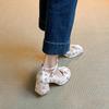 New Thick-soled Thick-heeled High-heeled Single Shoes with Light-mouth Bow Women's Niche Ballet Mary Jane Shoes