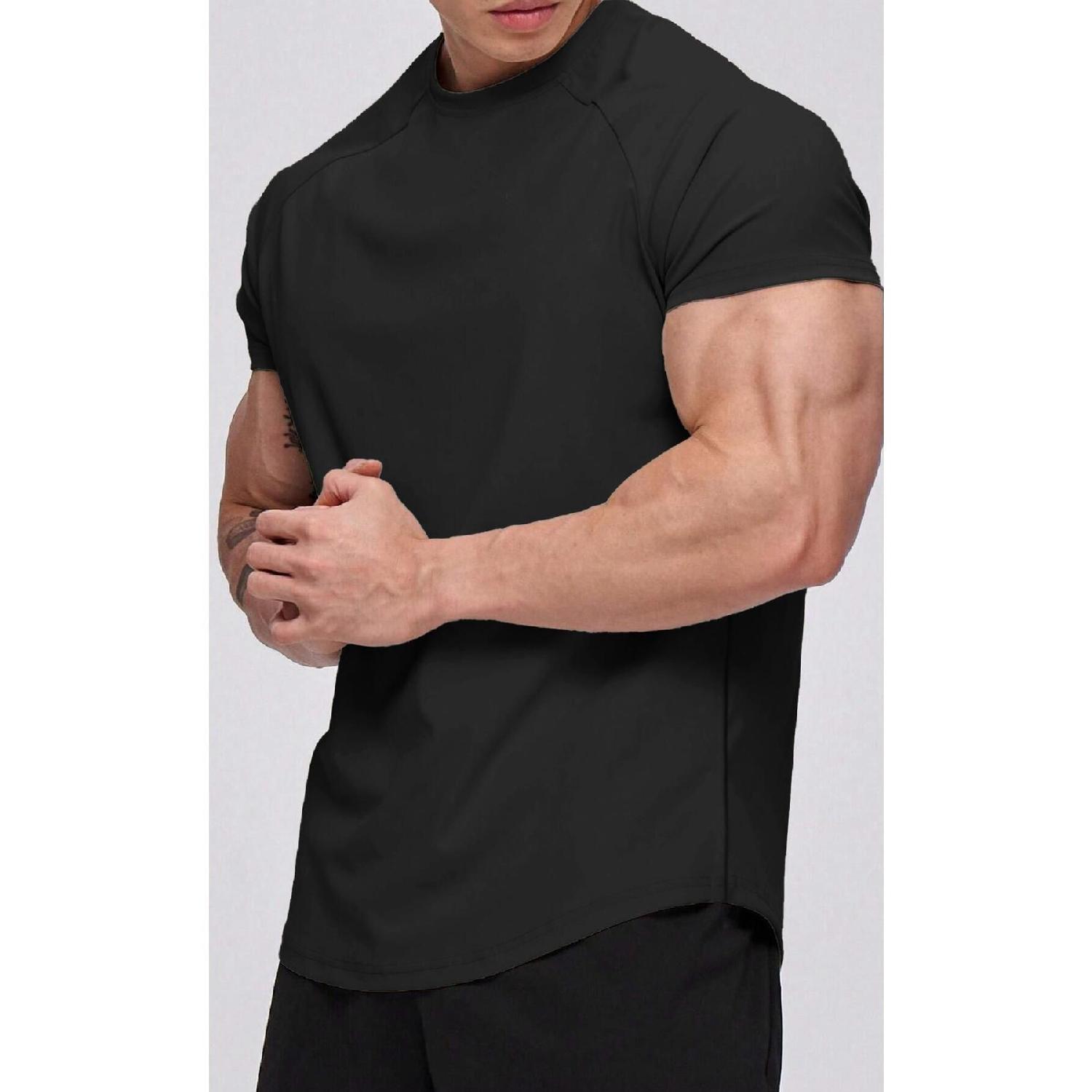 

Компания Гасси . Мужская беговая спортивная футболка реглан овального кроя из чесаного хлопка S чёрный