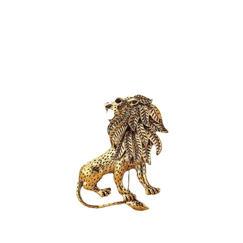 Vintage Gold Lion Brooch Fashion Simple Men'S Coat Suit Brooch Casual Fashion Brooch