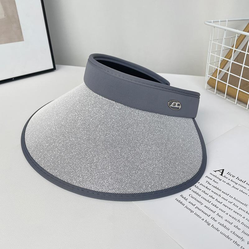 Summer Straw Vinyl Empty Top Sun Hat Women's Outdoor Versatile Big Eaves Bucket Hat Anti-ultraviolet Sunshade Mountaineering Hat