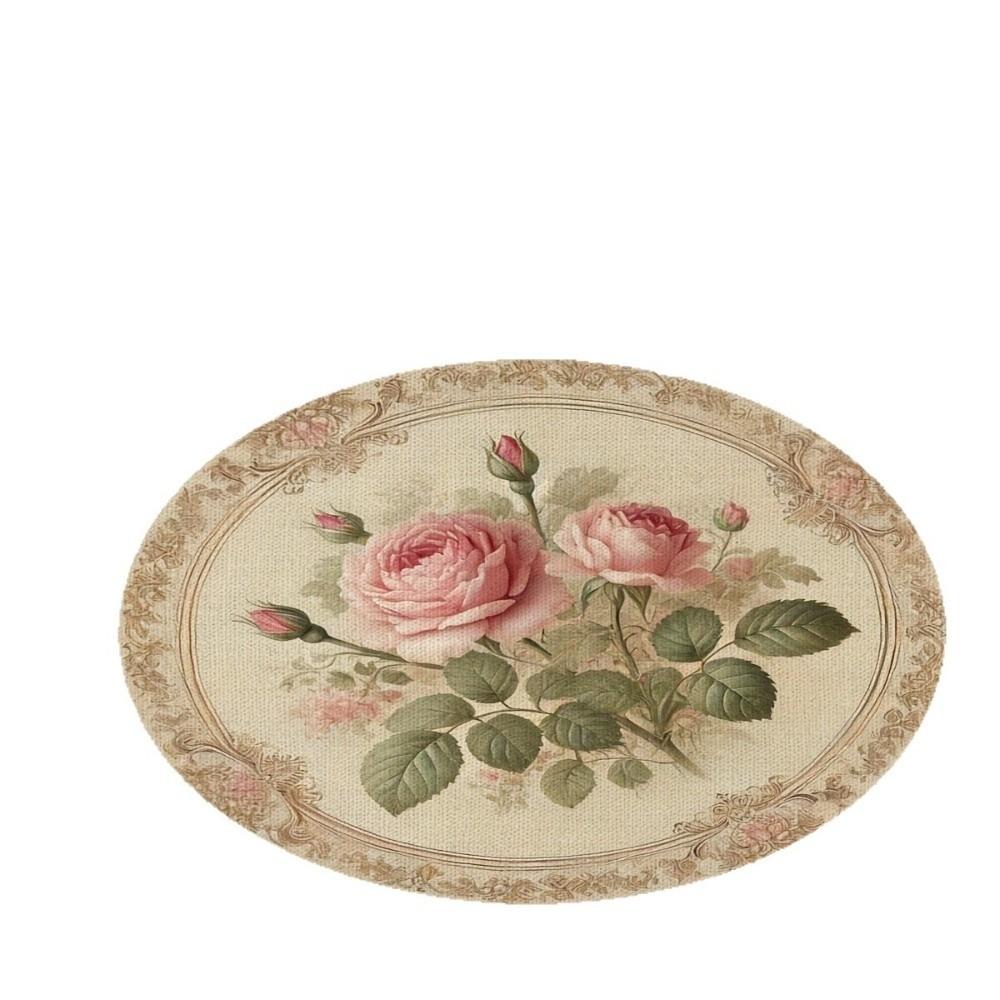 Anti-scald Floral Birds Table Placemat Anti-slip Coffee Cup Mats Flower Linen Table Mat  Home Decor