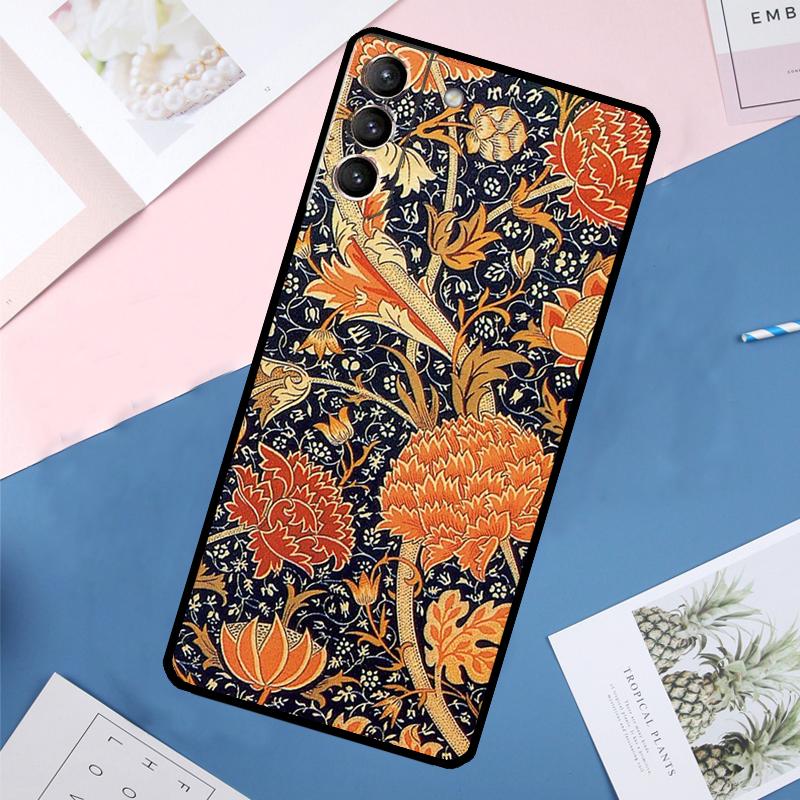 William Morris Strawberry Thief Case For Samsung Galaxy S22 S23 S24 Ultra S9 S10 Plus Note 10 20 Ultra S20 S21 FE Cover