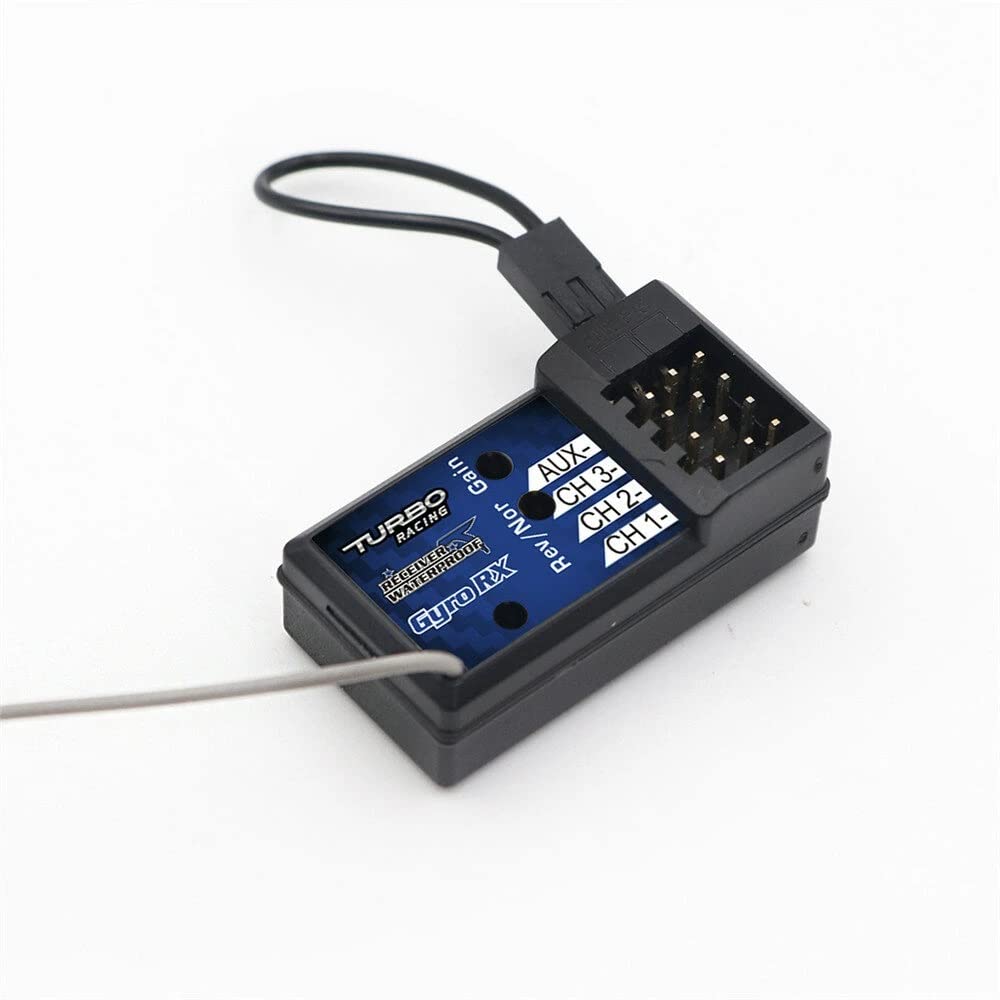 Turbo Racing 2.4GHz Receiver, 4-Channel Receiver with Gyro, Compatible with P52/P32/P62, RX49, Waterproof