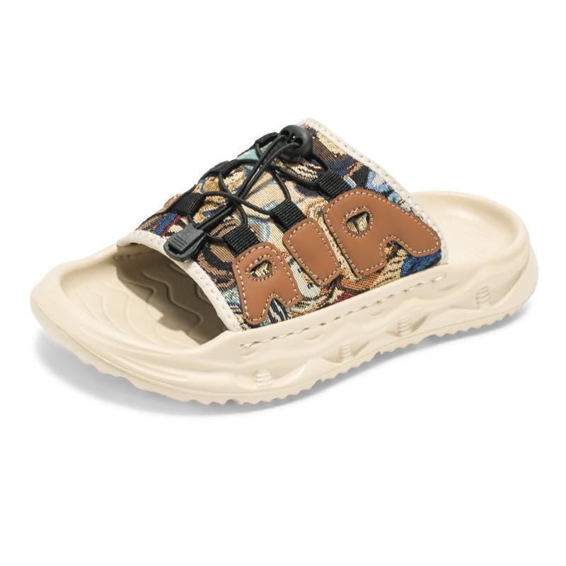 

Slippers outer wear men s summer thick-soled outdoor sandals new trend personalized non-slip boys one-word beach shoes 44