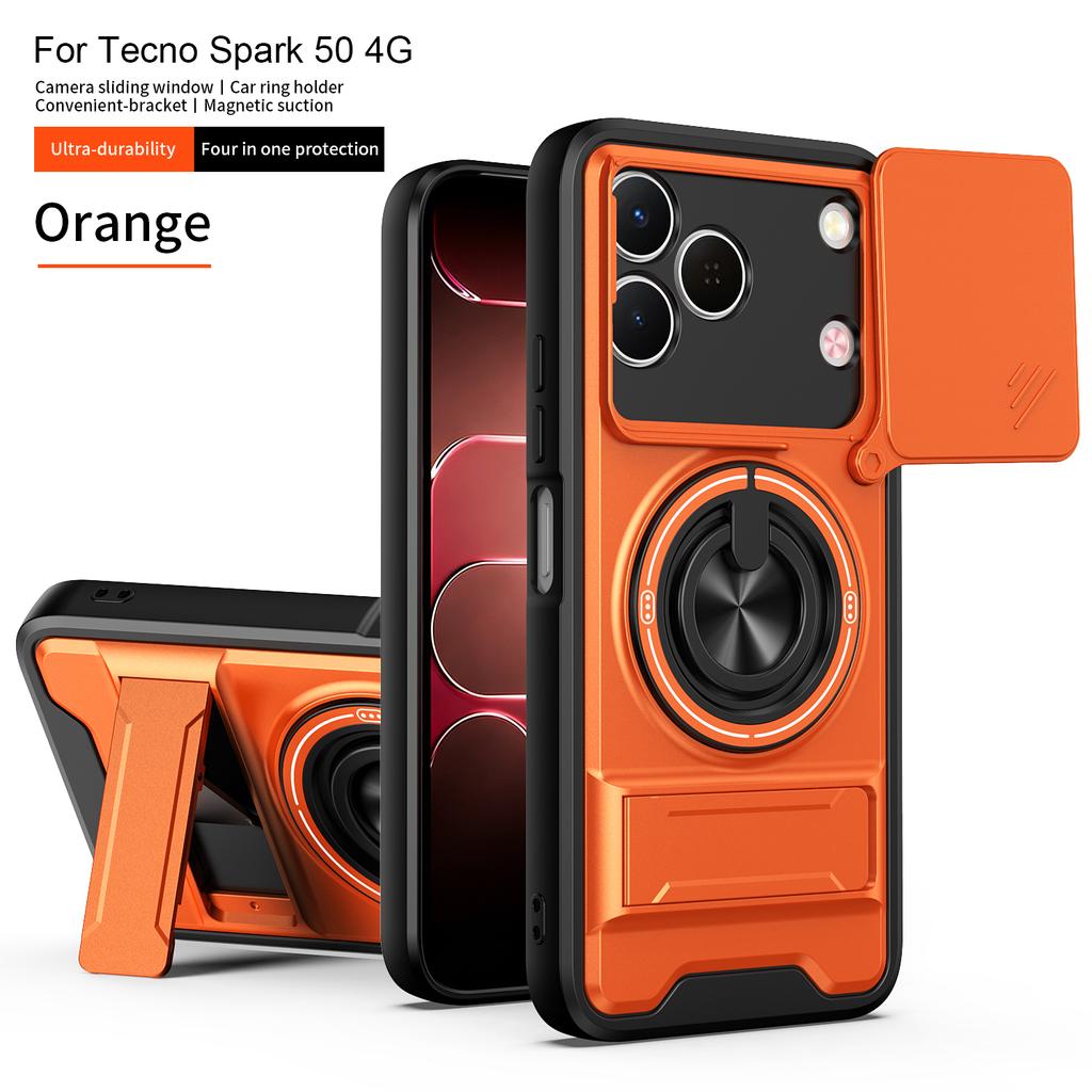 For Tecno Spark 50 Case Tecno Spark 50 4G Cover Magsafe Magnetic Fold Holder Military Armor Camera Protection Cover