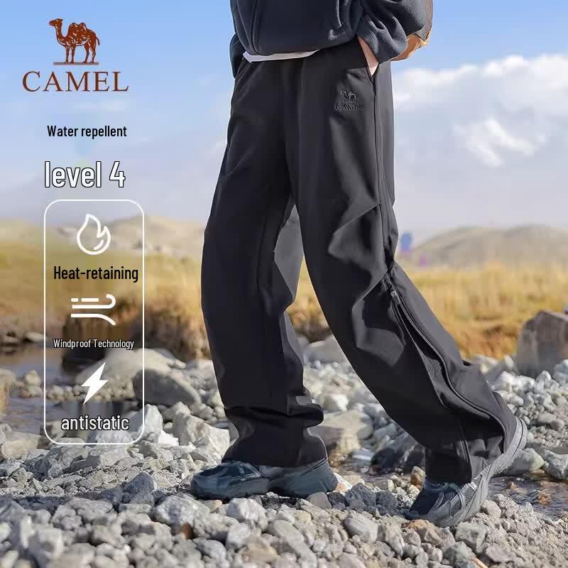 CAMEL Wang Junkai Style Outdoor Softshell Fleece-Lined Hiking Pants