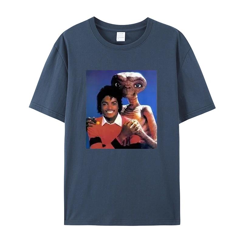 2025 Sommer Mode Kurzarm, Michael Jackson und E.t.T Rundhals Lockeres T-Shirt für Männer und Frauen