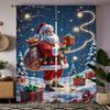 2PCS- Christmas Santa Claus Christmas Tree Pattern Printed Curtains   Christmas Decorations   Home Decorations   Room Decorations