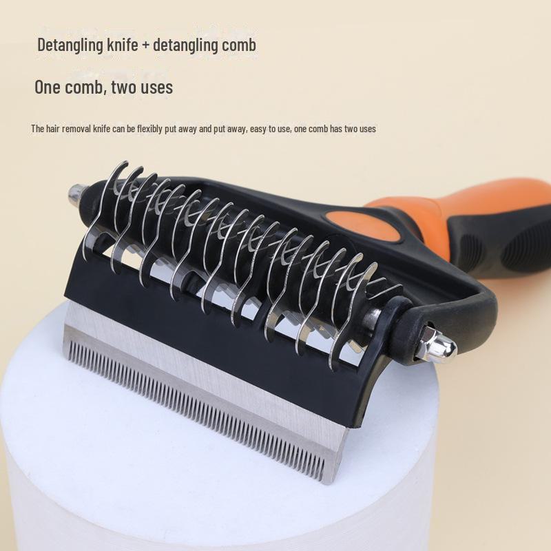 Multifunktionaler Entwirrungskamm für Haustiere für Hunde und Katzen – entfernt lose Haare 
