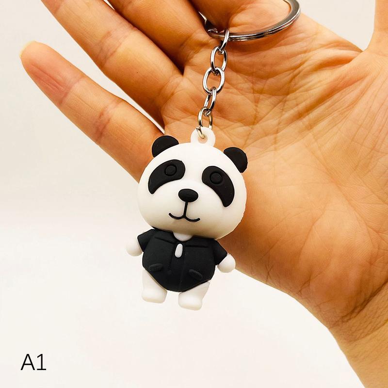 Cute Anime Panda Keychain For Women Men  Bag Pendant Accessories Kawaii Car Key Chain Couple Kids Christmas Gift