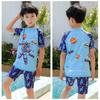 2023 Boys' Quick-Dry Swimwear Set: Split Style Swimsuit with Trunks for Children, Available in Small, Medium, Large