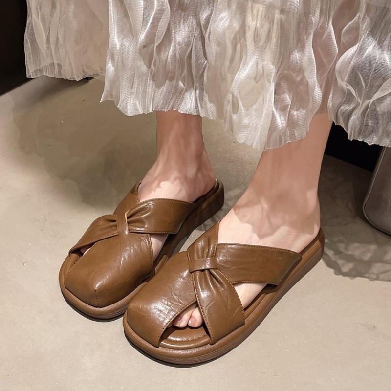 Women's Summer Bag Head Sandals Lazy One-pedal Flat-bottomed French Temperament Slippers
