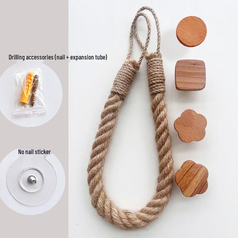 Hemp Rope & Wood Toilet Paper and Towel Holder