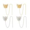 Bling Rhinestone Butterfly Ear Clip Earrings 2 Pieces Anti-Lost Holder for Wireless Earphone Female Prom Gift