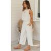 V-neck Vest Wide Leg Pants Two-Piece SETV Collar Vest Loose Pants Two-piece Set