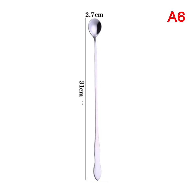 1Pc Creative Stainless Steel Long Handle Coffee Spoon Stirring Ice Spoon