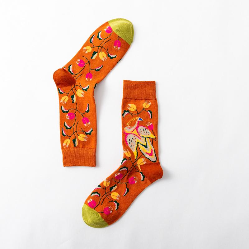1 Par Calcetines Mujer Arte de Dibujos Animados Pulpo Flor Planta Kawaii Divertido Casual Femenino Algodón Calcetín Medias Ropa de Calle Harajuku Calcetines de Tripulación