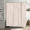 Delicate Floral Shower Curtain with Hooks Pink and White Stripes Pattern Bath Decor for Home Bathroom Modern and Simple Design