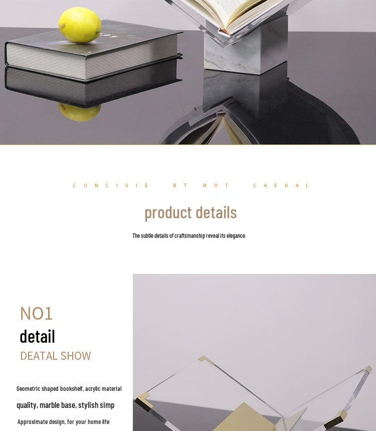 Modern Geometric Marble Bookshelf for Study Room Decorations