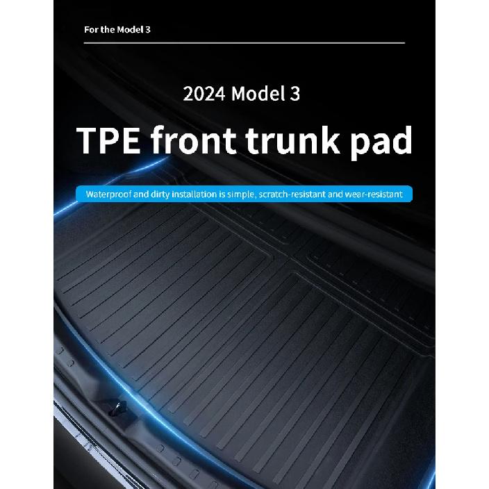 For Tesla 2024-25 Model3 Highland 3 Rear Trunk Mat TPE Car Pads Waterproof Protective Trunk Mats Upper Layer of Trunk Cushion