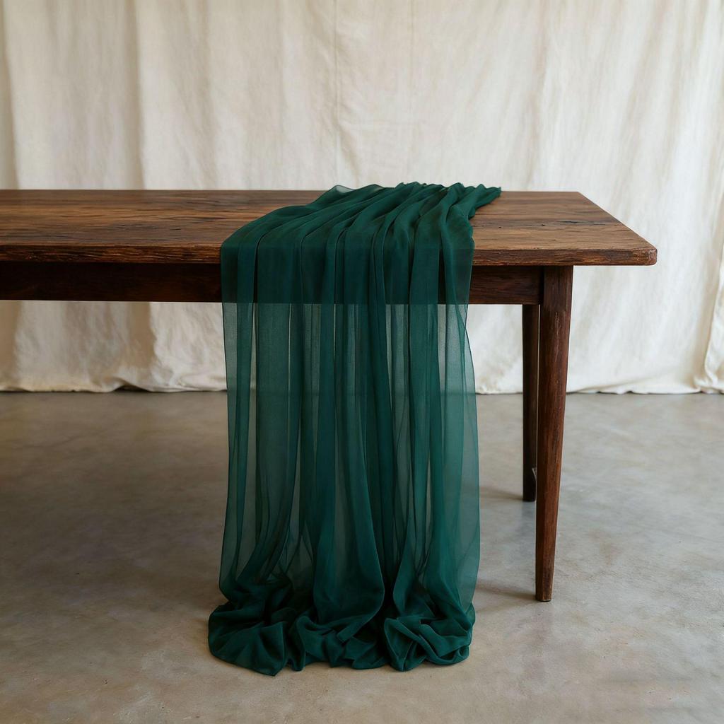 Nordic Wedding Voile Table Runner: Solid Chiffon Crepe Decoration for Dining and Parties