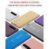 Skal Huawei P30 Lite, Mode Spegel Clear View Tunt Läder med Ställ Repskydd för Huawei P30 Lite, Silver