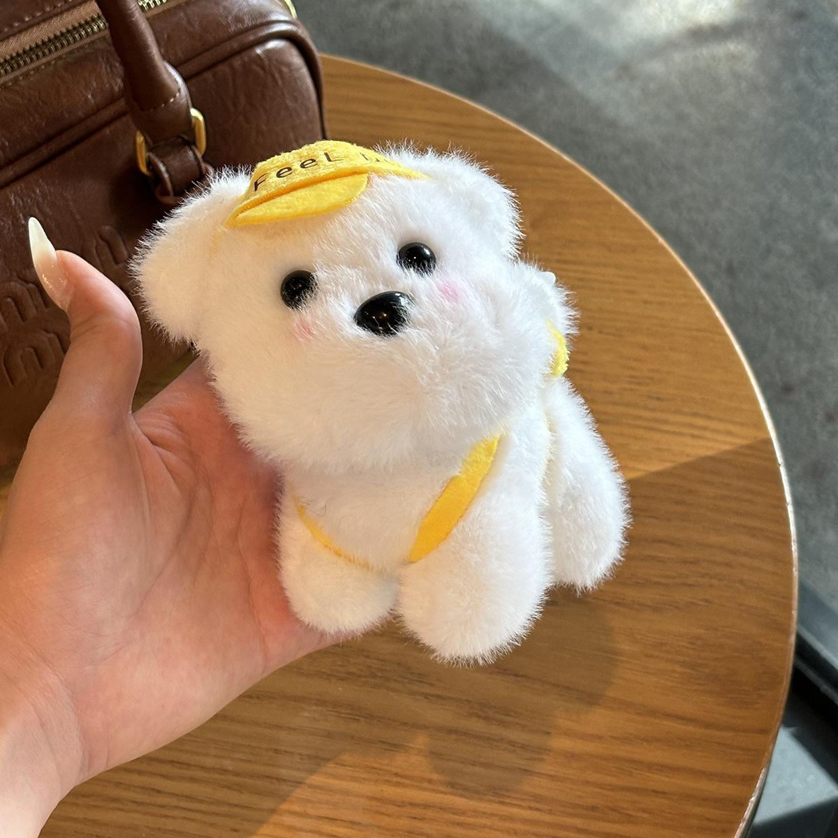 

Cartoon Cute Cute Puppy Pendant Plush Toy Hat Dog Doll Bag Hanging Doll Keychain Doll Bead Chain