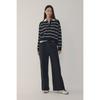 Stripe Button Up Knit Pullover  7116150112 