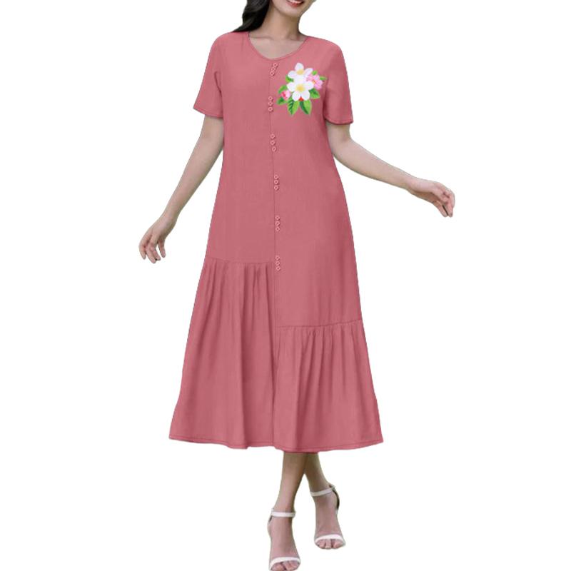 

ZANZEA Женское повседневное летнее платье с круглым вырезом и короткими рукавами, с цветочным принтом 5XL