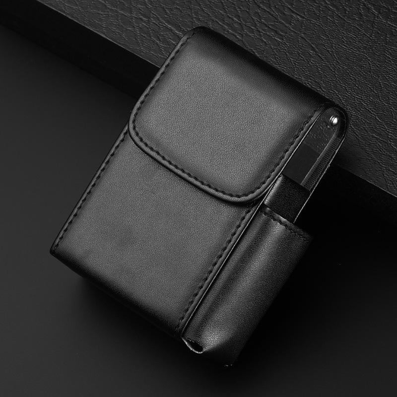 Portable PU Leather Cigarette Case Cover Gas Lighter Holder Box Waist Pocket Pack Belt Bag Smoking Accessories Gadgets for Men