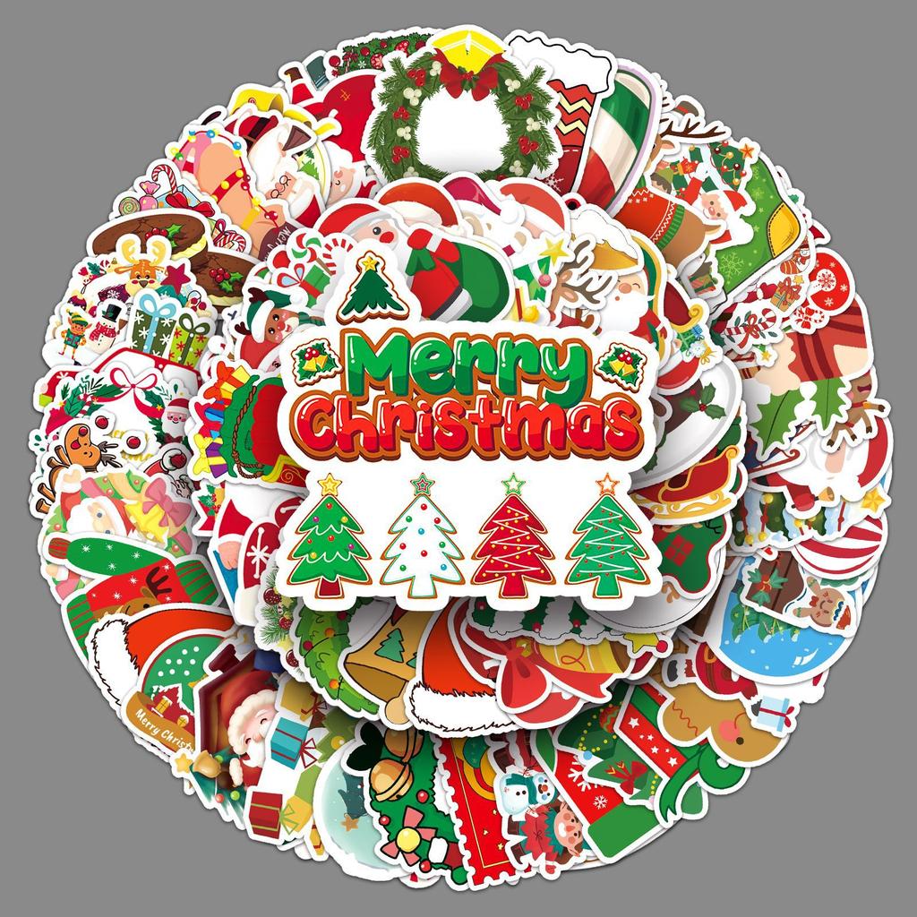 102 Christmas Personalized Cartoon Festive Theme Children's Decoration Mobile Phone Case Skateboard Suitcase Stickers