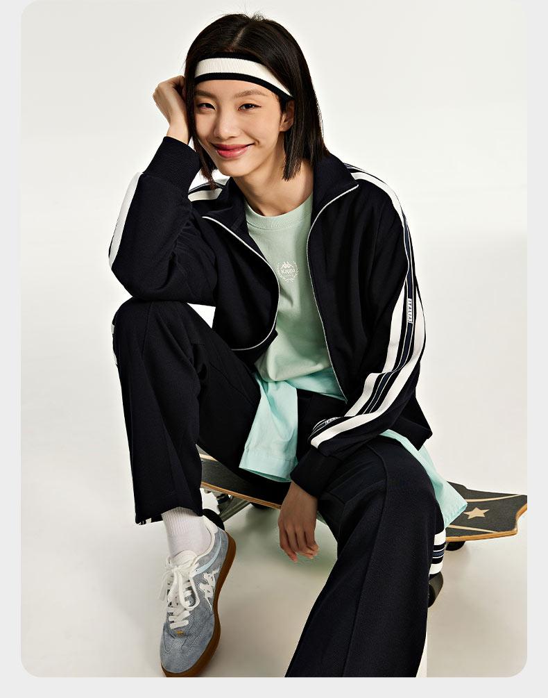 Kappa Knitted Cardigan New Women's Look Slim Retro Sports Hoodie Casual Long Sleeve